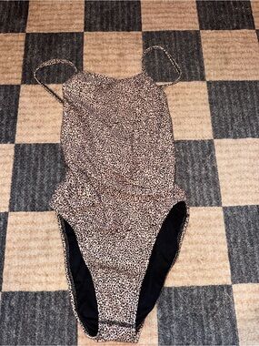Jolyn Clothing Scotty 2 Leopard Print One-Piece Swimsuit in Beige and Black